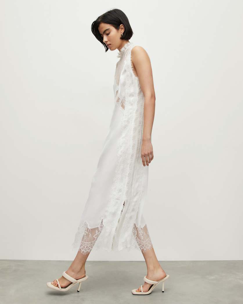 Mila Lace Panelled Frill Trim Maxi Dress