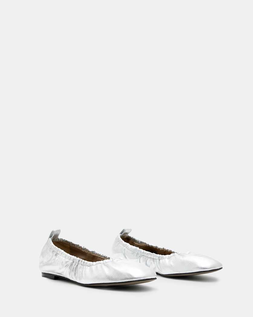 Alia Metallic Leather Ribbon Ballet Pumps
