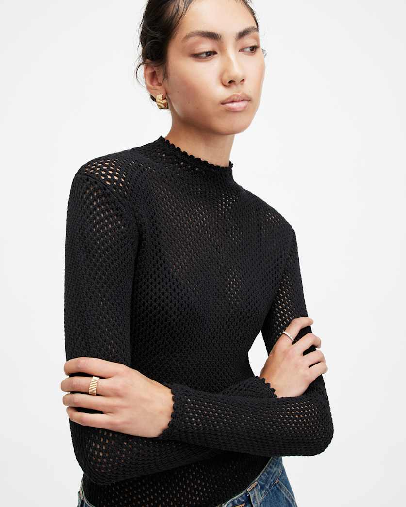 Avril Roll Neck Open Stitch Jumper