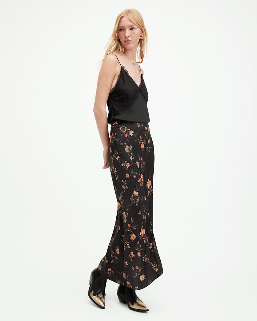Luisa Tanana Floral Print Midi Skirt