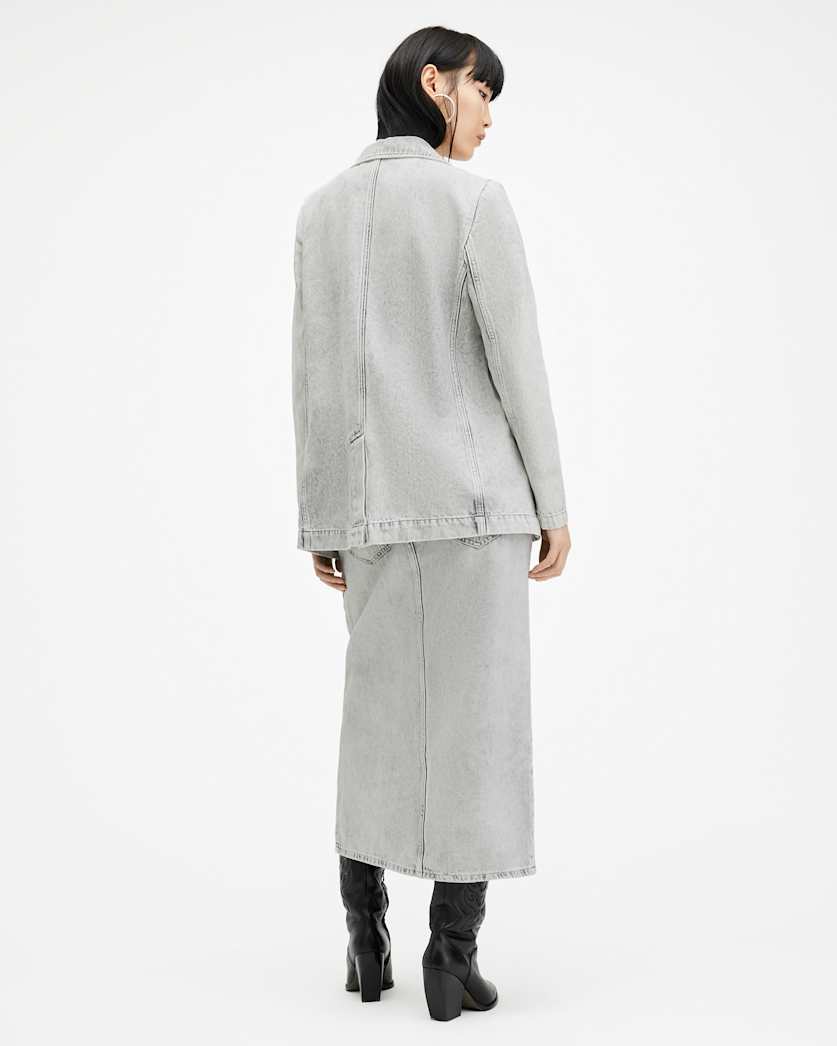 Honor Frayed Denim Maxi Skirt
