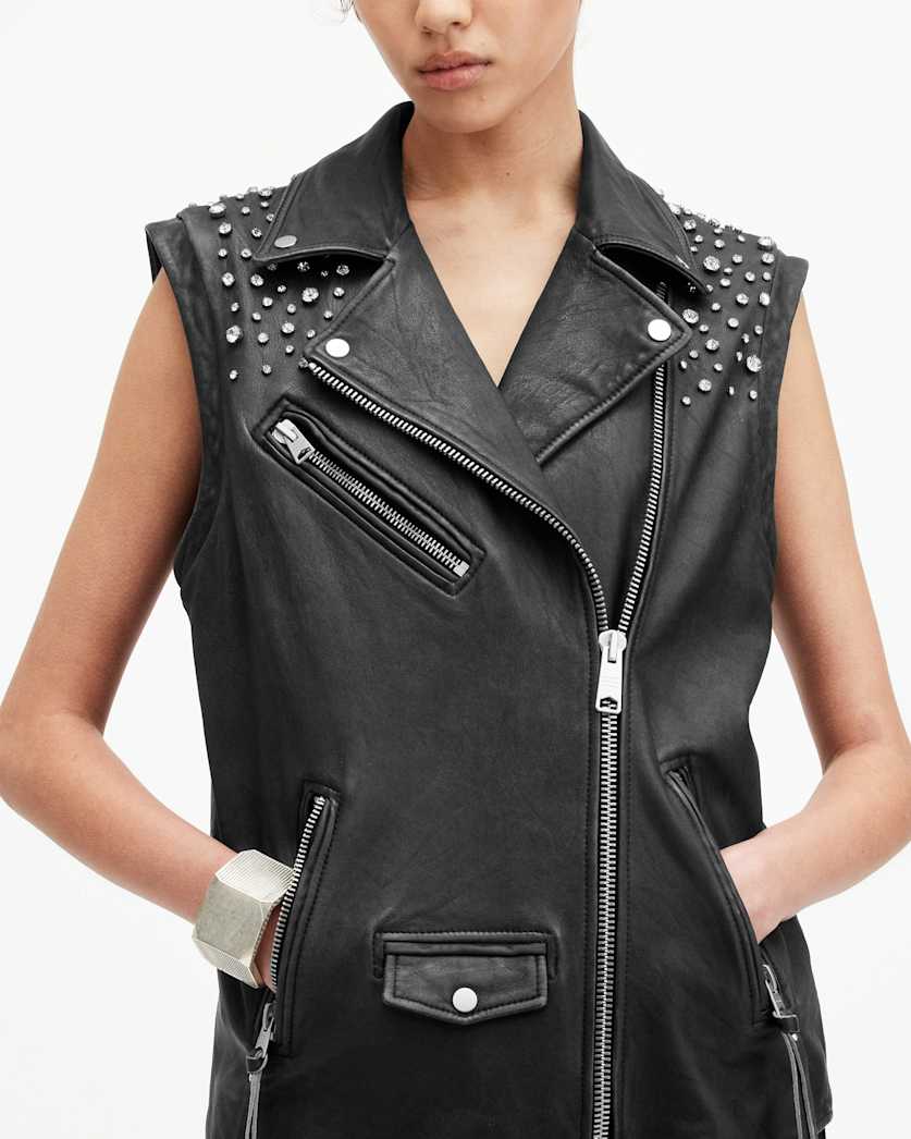Billie Embellished Leather Gilet