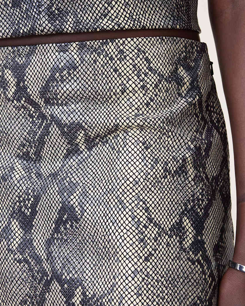 Renai Foil Snake Print Suede Mini Skirt
