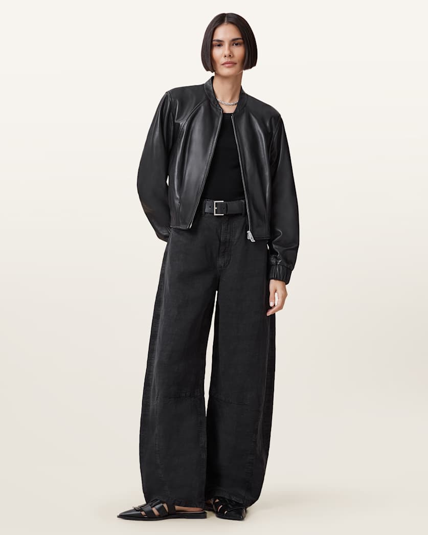 Martina Leather Bomber Jacket