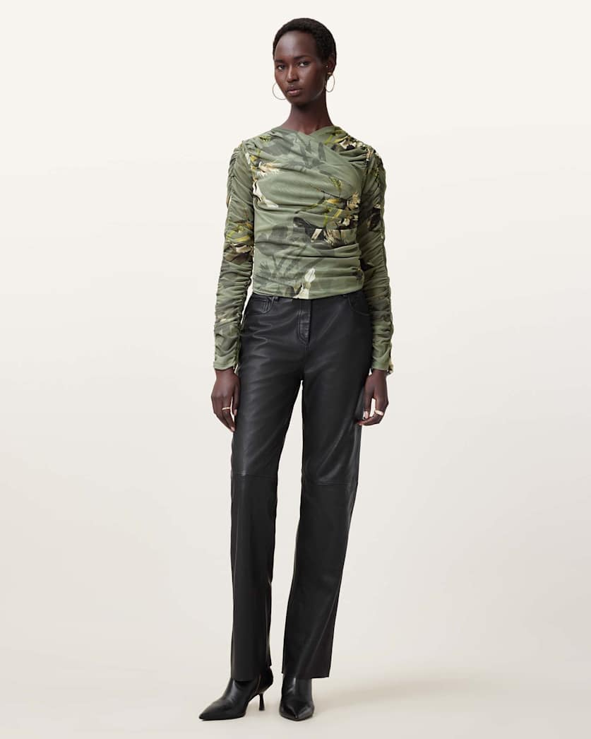 Hanako Print Mesh Wrap Top