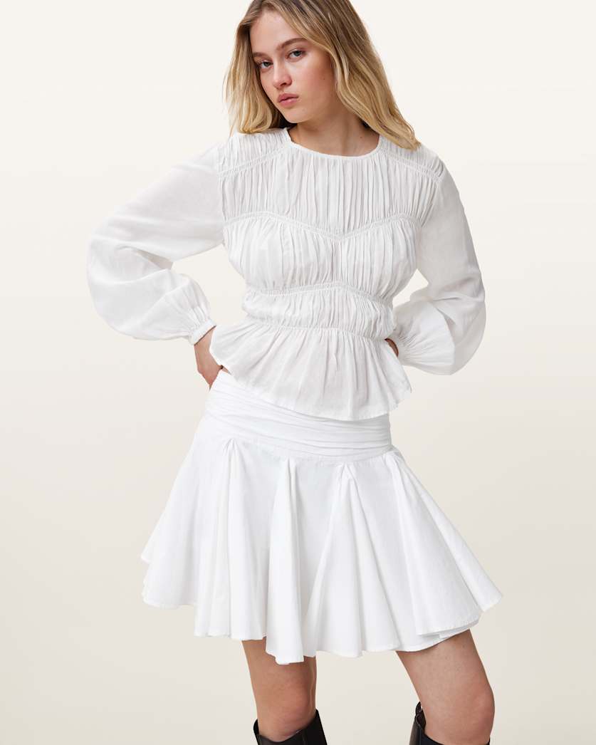 Tulip White Cotton Mini Skirt