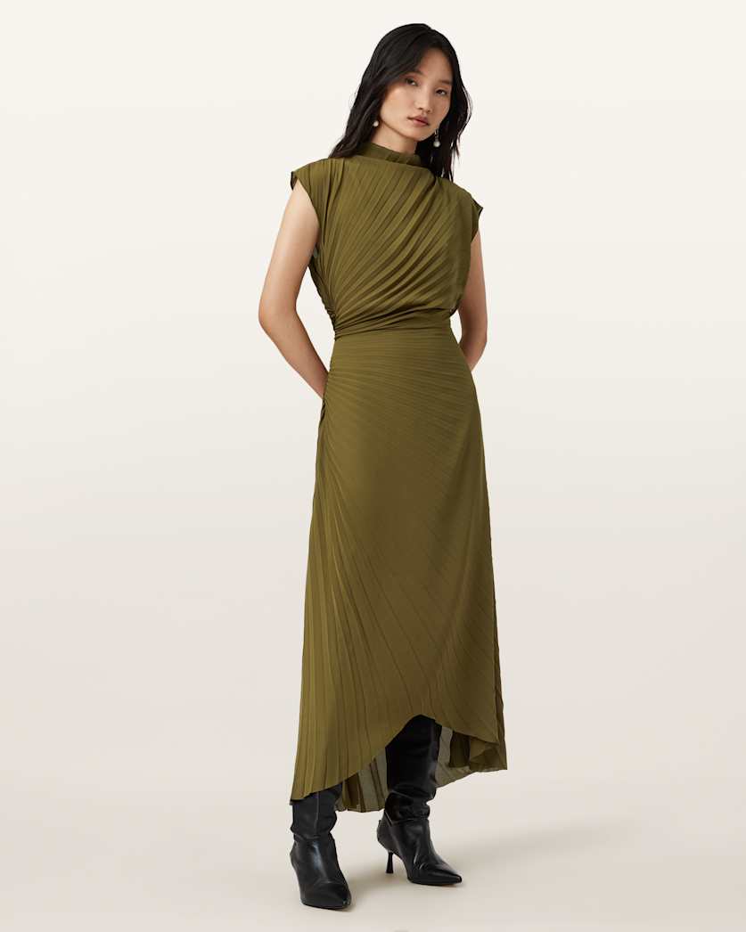 Rayanna Pleated Satin Dress