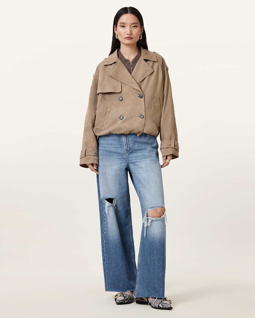 Reya Cropped Suede Mac