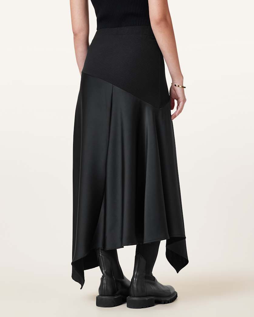 Pia Satin Asymmetric Maxi Skirt