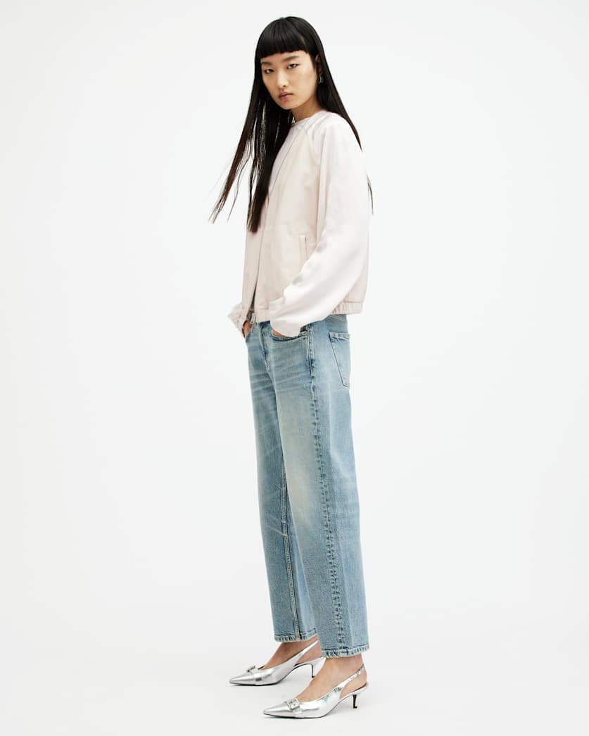 Helton Contrast Leather Bomber Jacket