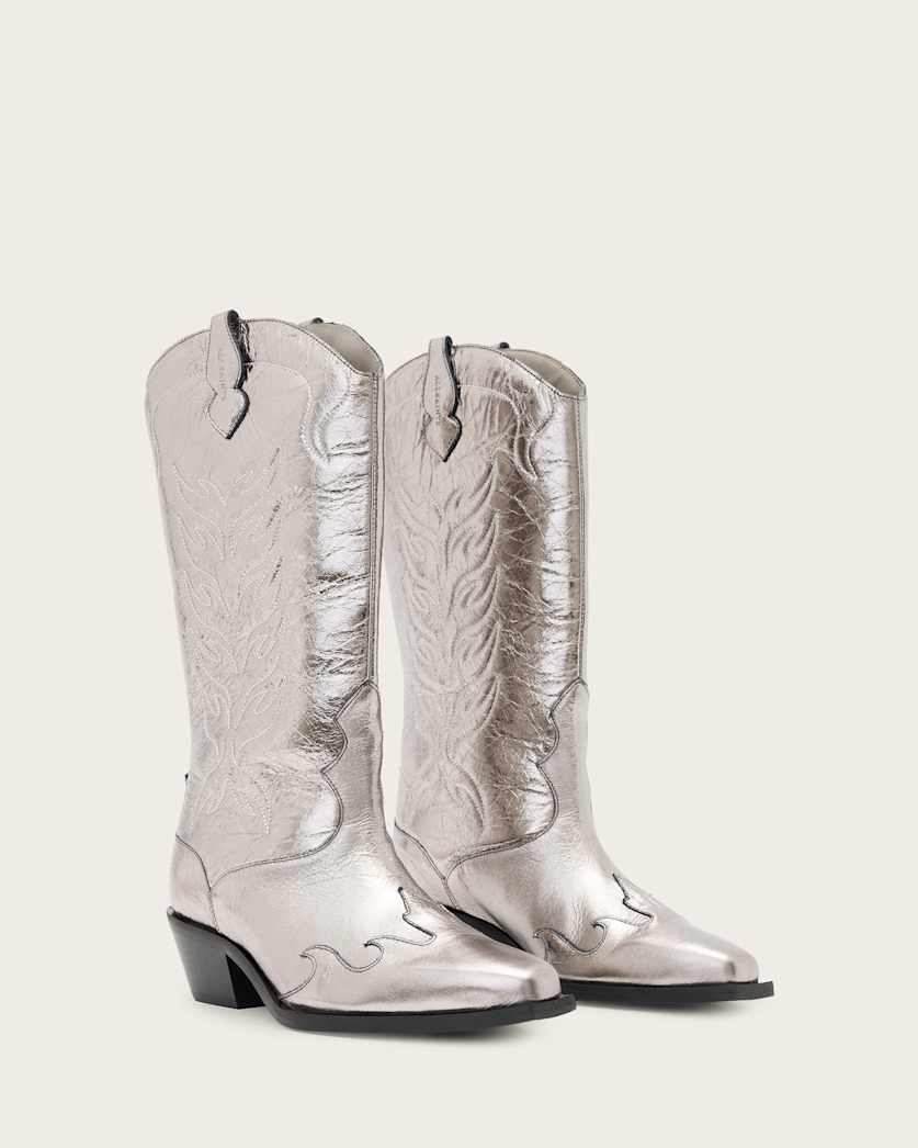 Dolly Metallic Leather Western Boots