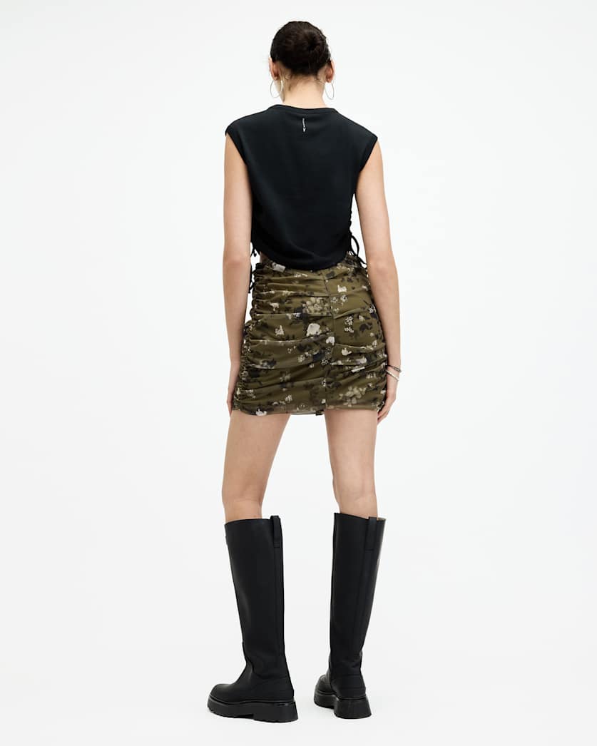 Gloria Mesh Floral Print Kora Mini Skirt