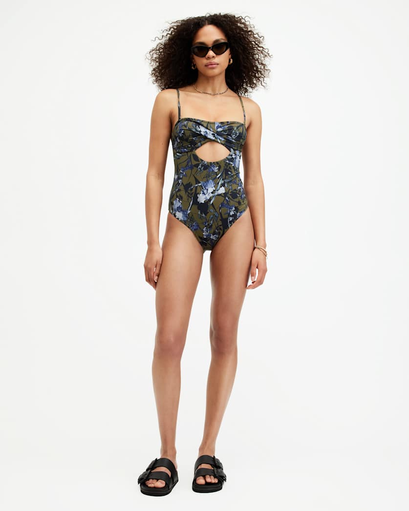 Niki Floral Bandeau Cut-Out Swimsuit