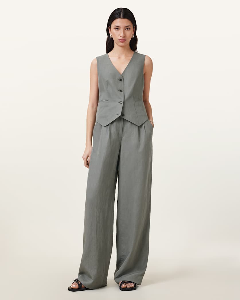 Averie Tencel Relaxed Fit Linen Blend Waistcoat