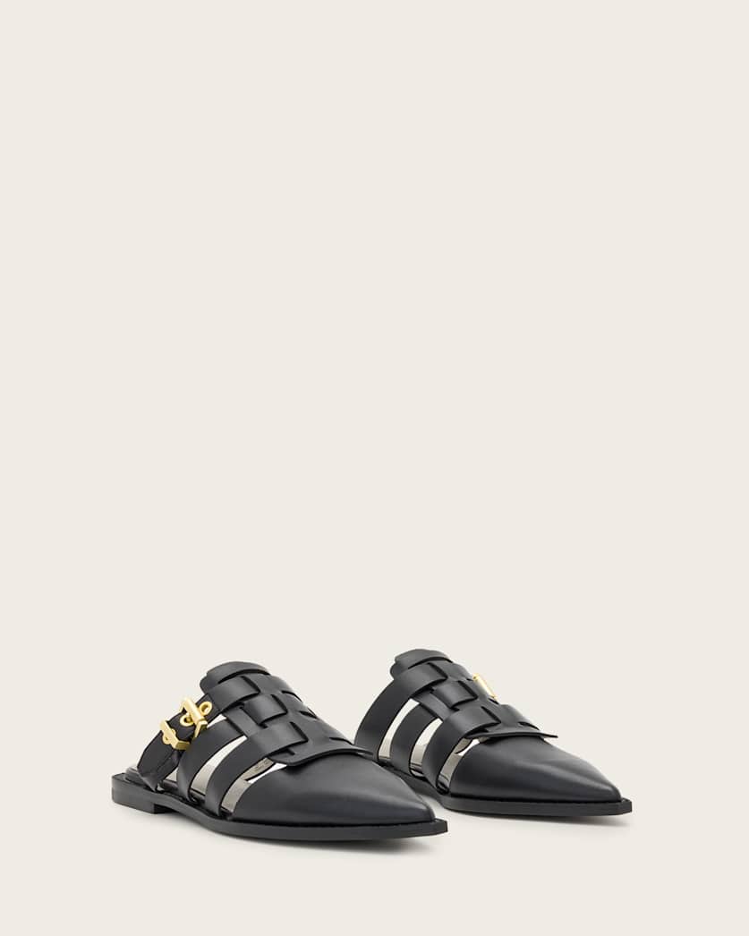 Nala Point-Toe Leather Mules