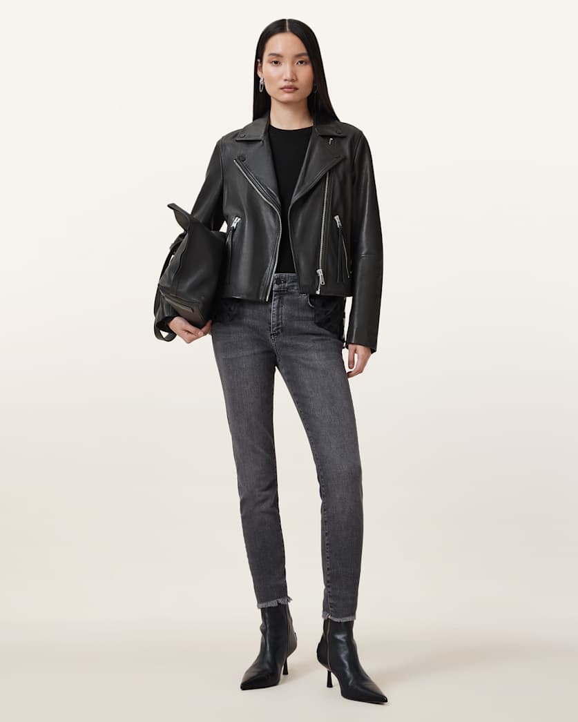 Dalby Slim Fit Leather Biker Jacket