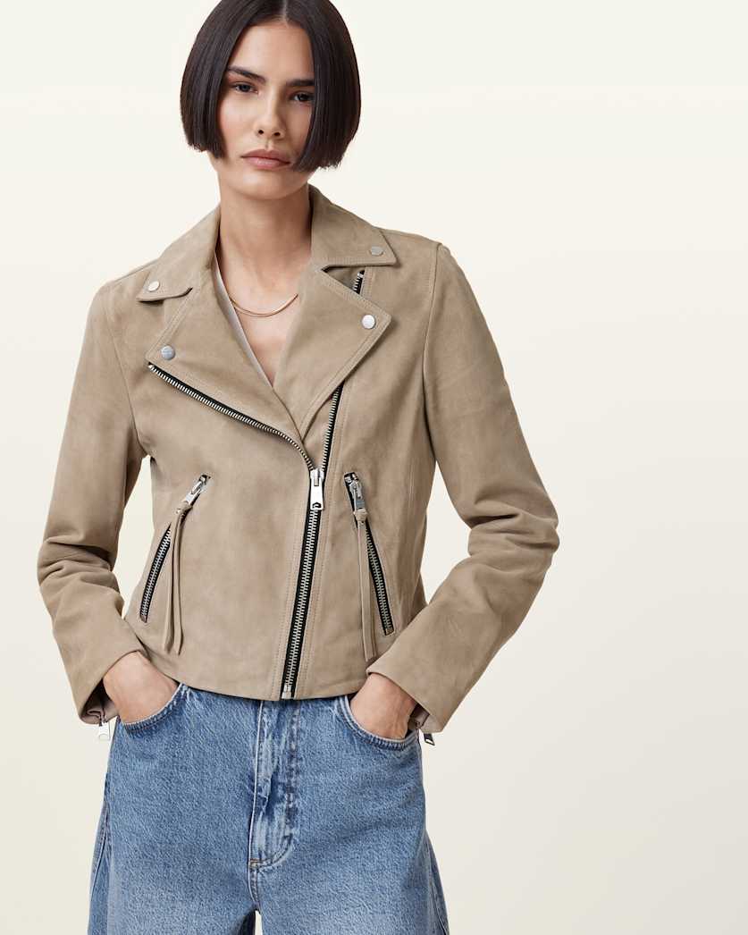 Dalby Slim Fit Suede Biker Jacket