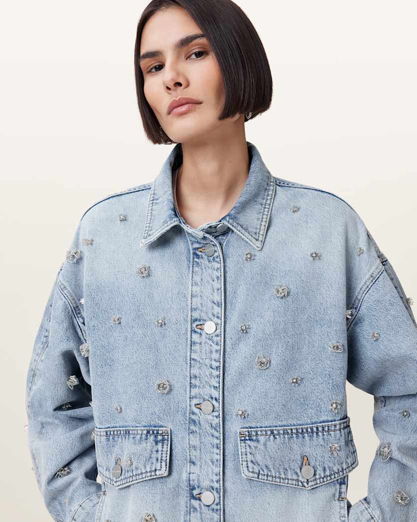 Hettie Embellished Oversized Denim Shacket