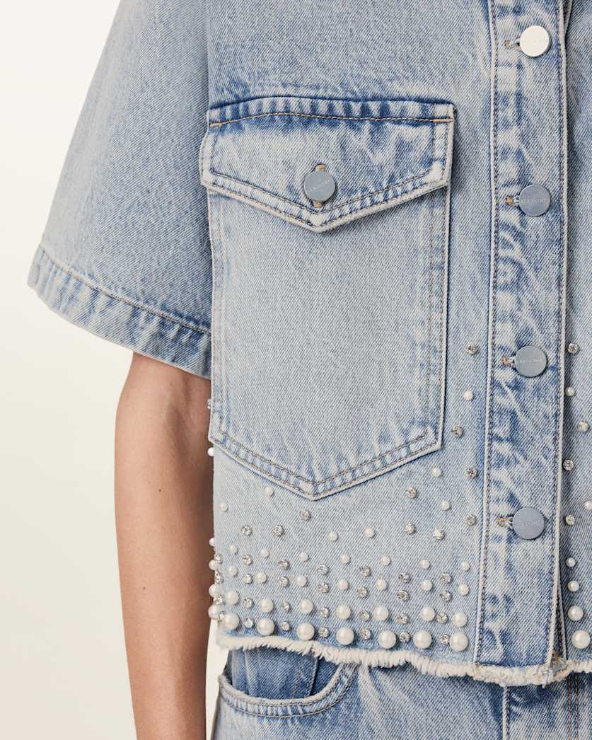 Tove Embellished Oversized Denim Shirt