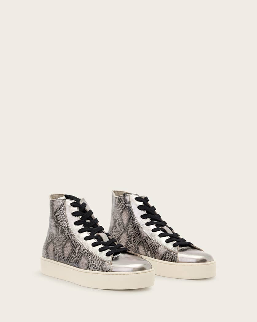 Tana Metallic Leather High Top Trainers
