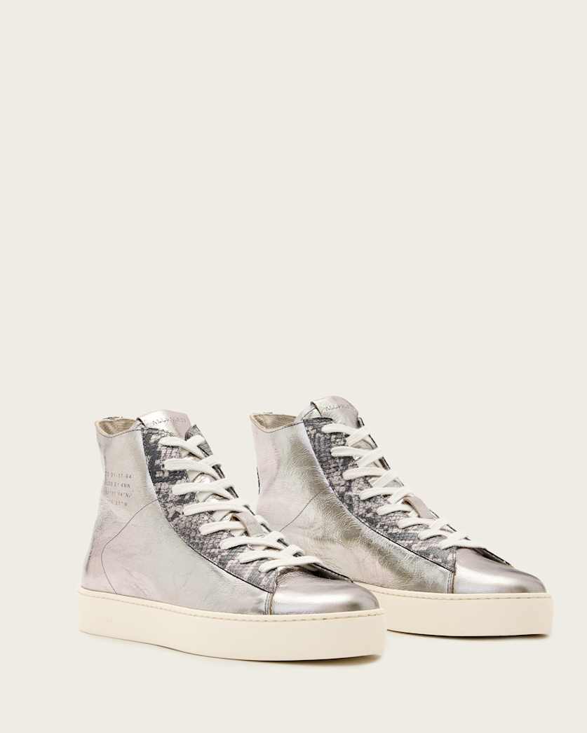 Tana Metallic Leather High Top Trainers
