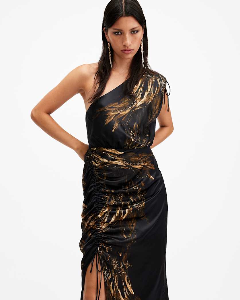 Laura Silk Blend One Shoulder Maxi Dress