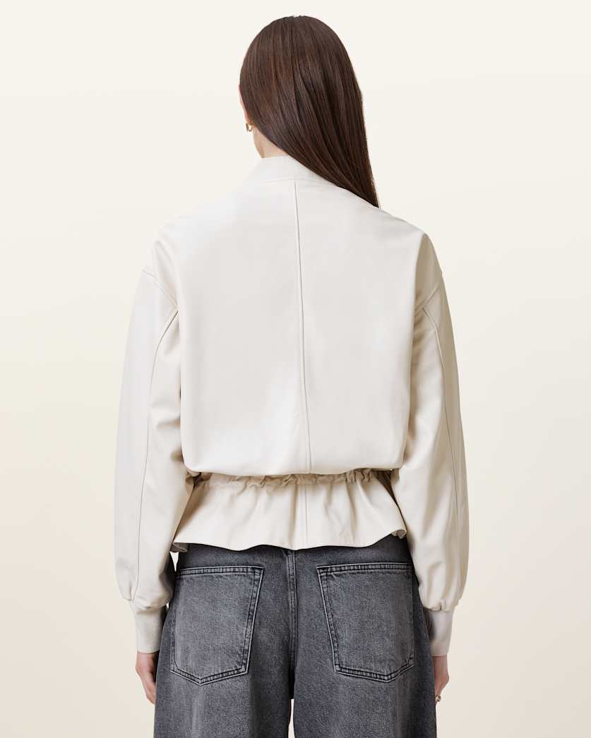 Sofi Drawstring Leather Bomber Jacket