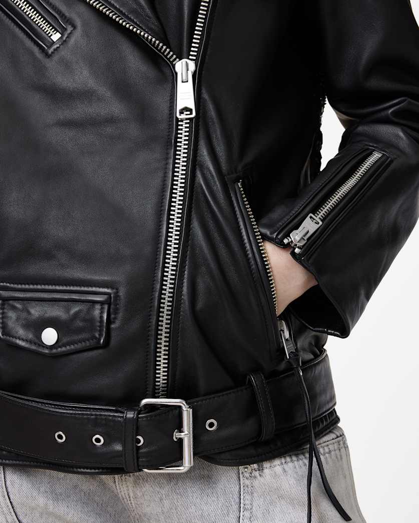 Billie Pearl Embellished Leather Biker Jacket
