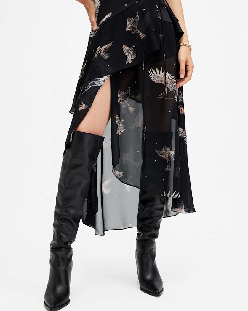 Alana Printed Wrap Over Midi Dress