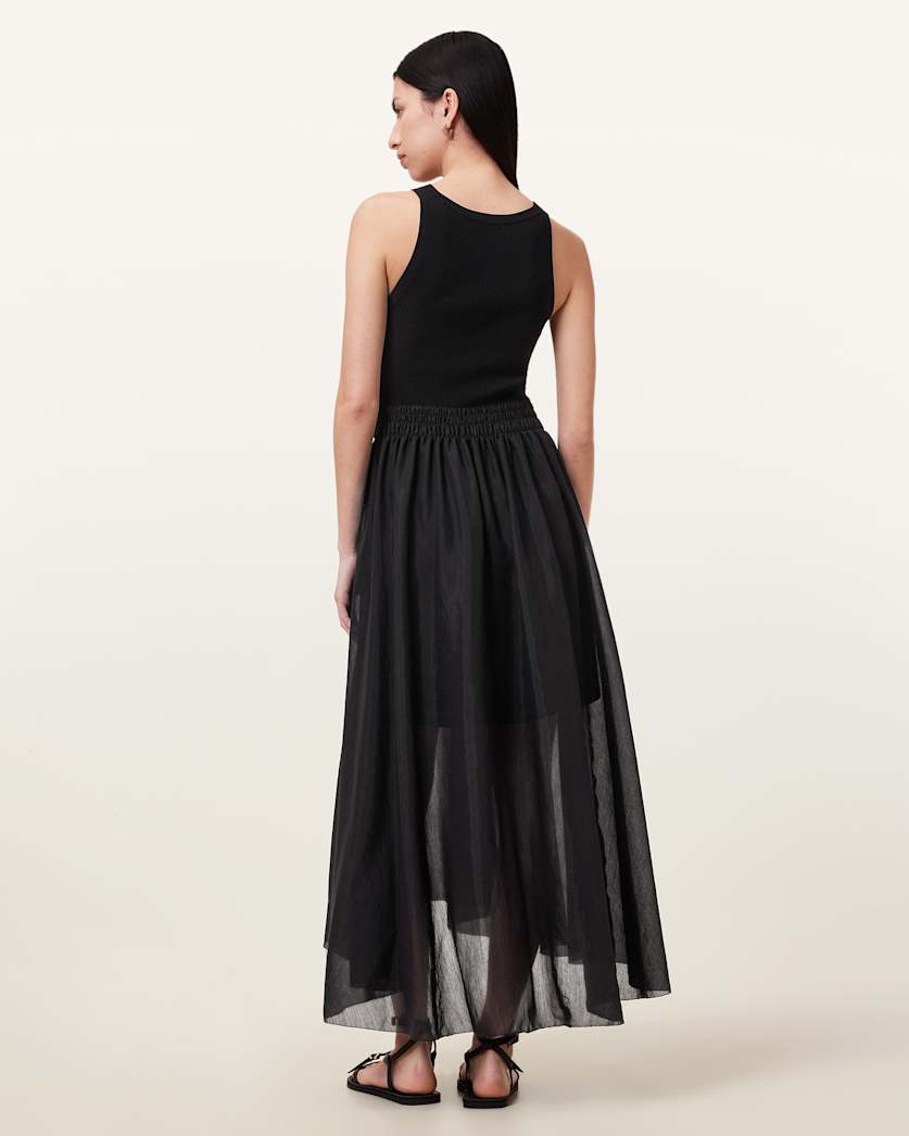 Zenia Sleeveless Asymmetric Midi Dress