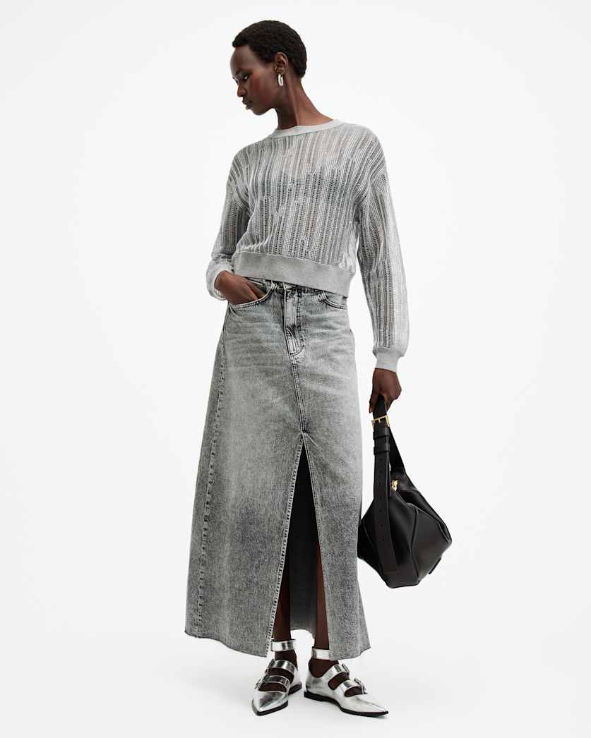 Giana Long Sleeve Open Knit Sweatshirt