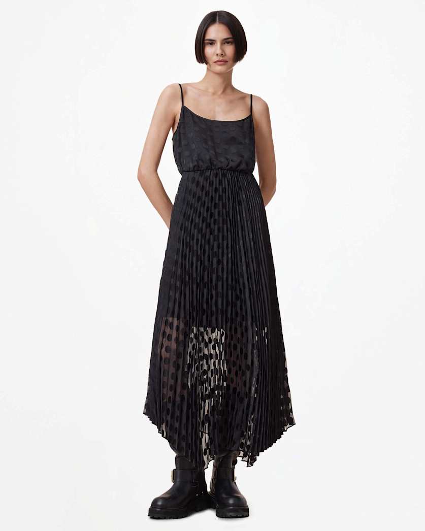 Leia Dott 2-In-1 Pleated Midi Dress