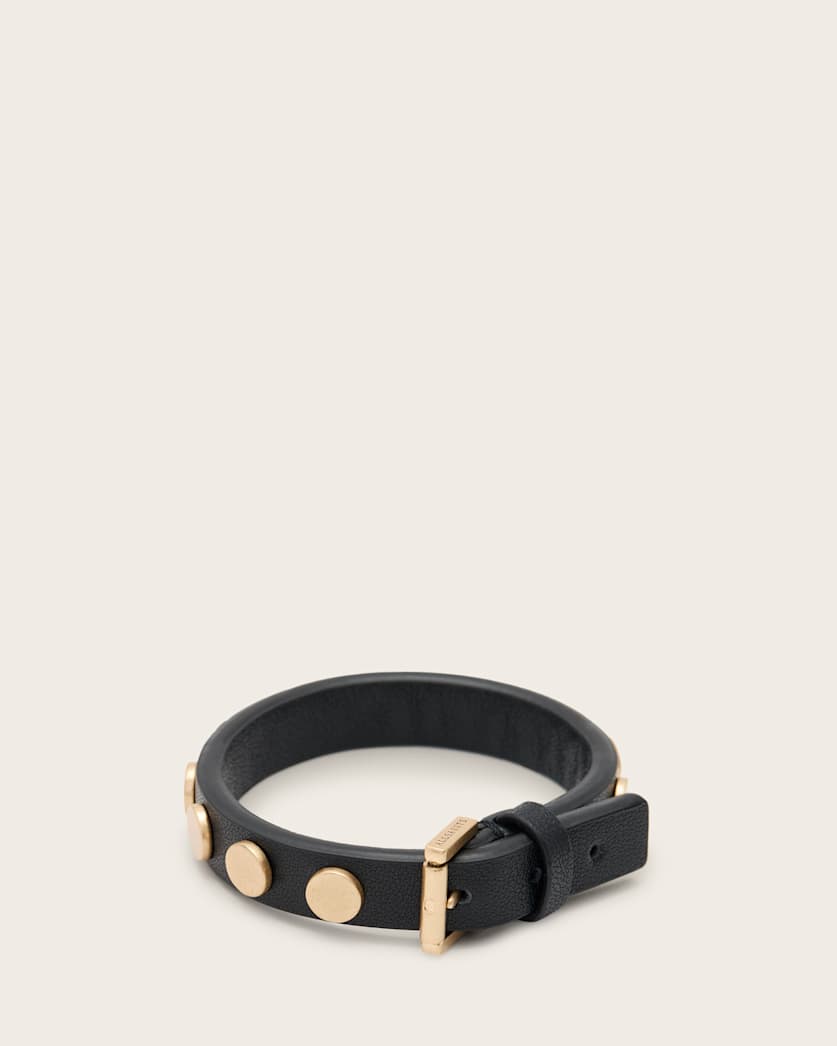 Mica Studded Leather Buckle Bracelet
