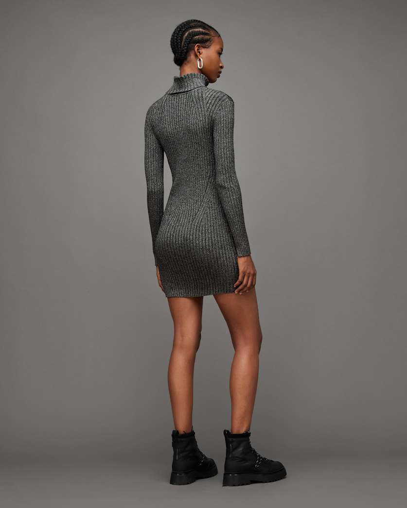 Juliette Roll Neck Metallic Mini Dress