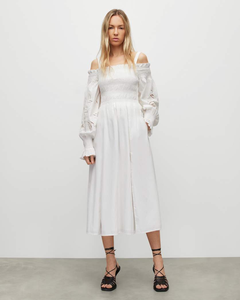 Launa Off Shoulder Broderie Maxi Dress