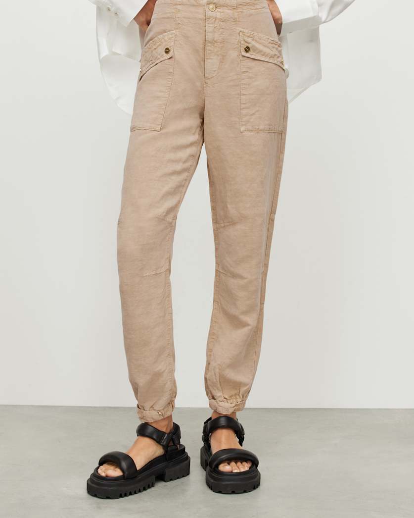 Val High-Rise Cargo Linen Blend Trousers