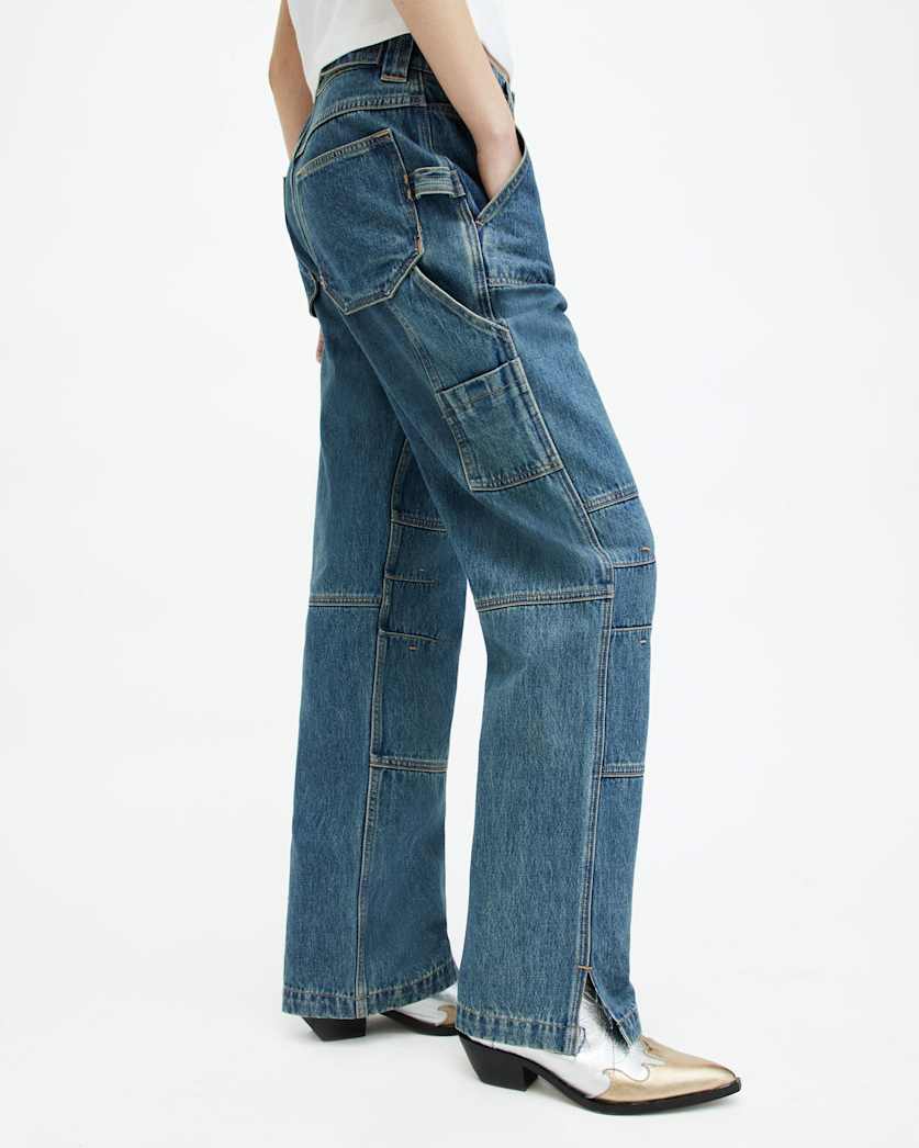 Florence Wide Leg Denim Cargo Trousers