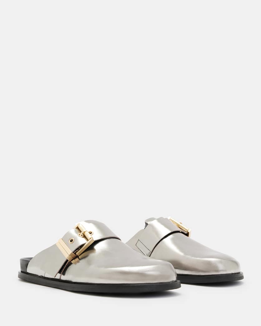 Venus Metallic Shearling Slip On Mules