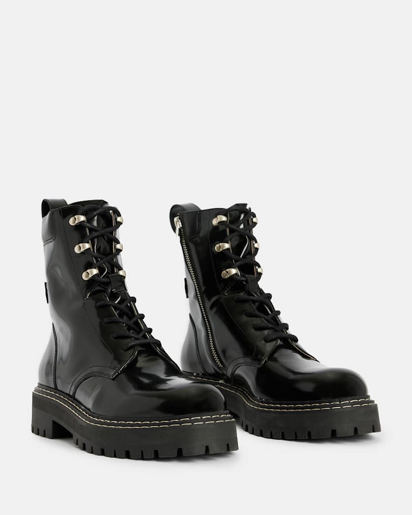 Heidi Shiny Leather Lace Up Boots