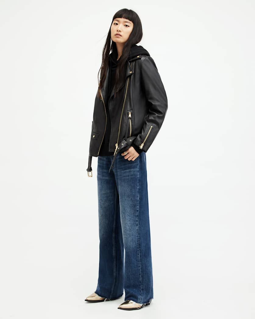 Billie Leather Oversized Biker Jacket