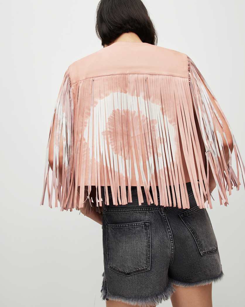 Evie Leather Tie Dye Tassel Gilet