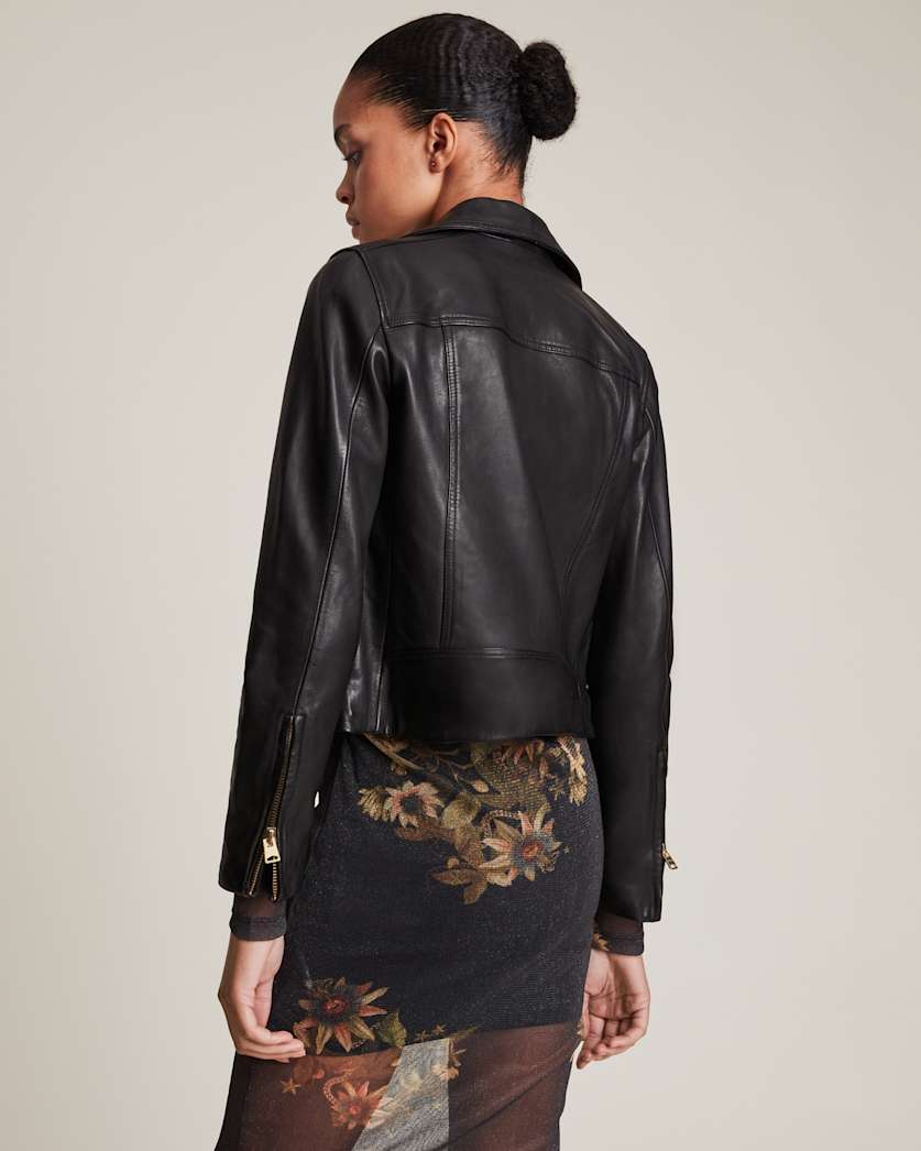 Dalby Slim Fit Gold Leather Biker Jacket