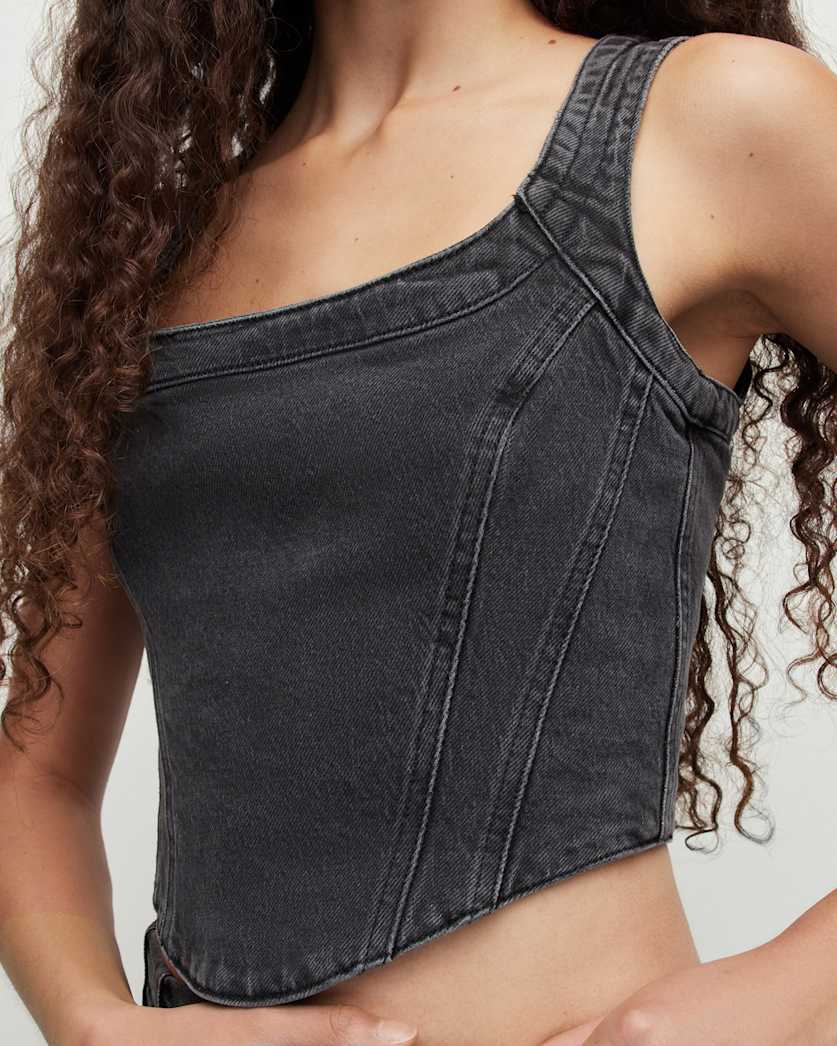 Charli Denim Cropped Corset Top