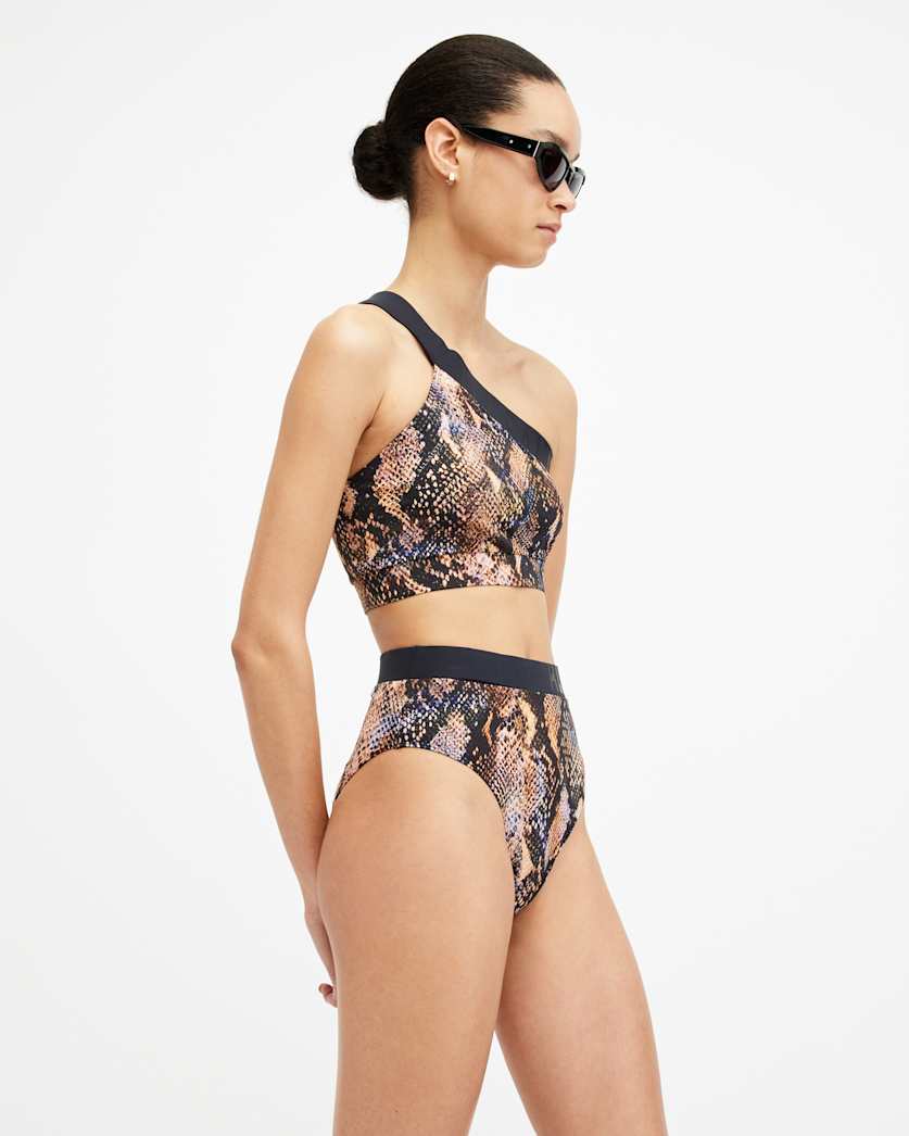 Dara Snake Print Asymmetric Bikini Top