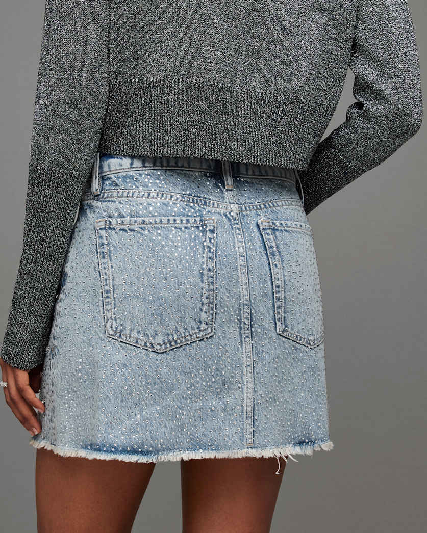 Wendel Embellished Denim Mini Skirt