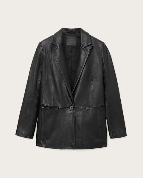 Deri Single Breasted Leather Blazer