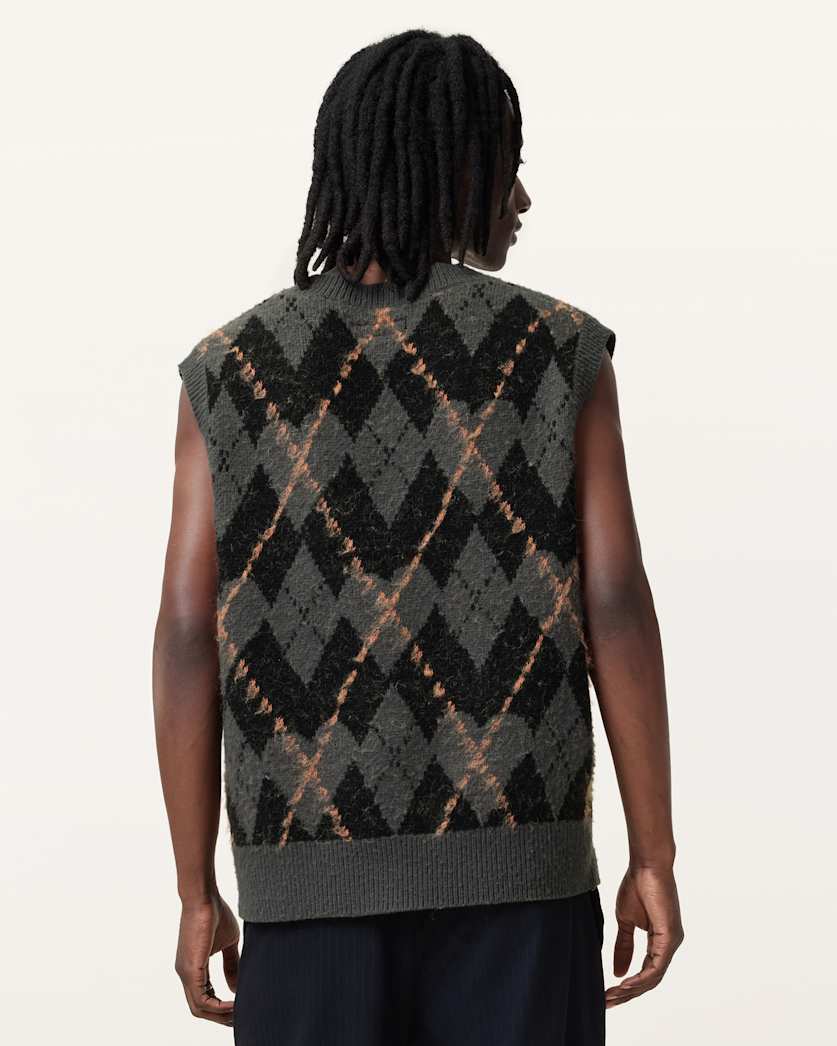 Adore Argyle Knitted V-Neck Tank Top
