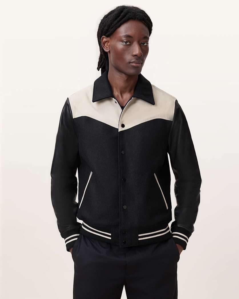 Endleton Contrast Leather Bomber Jacket