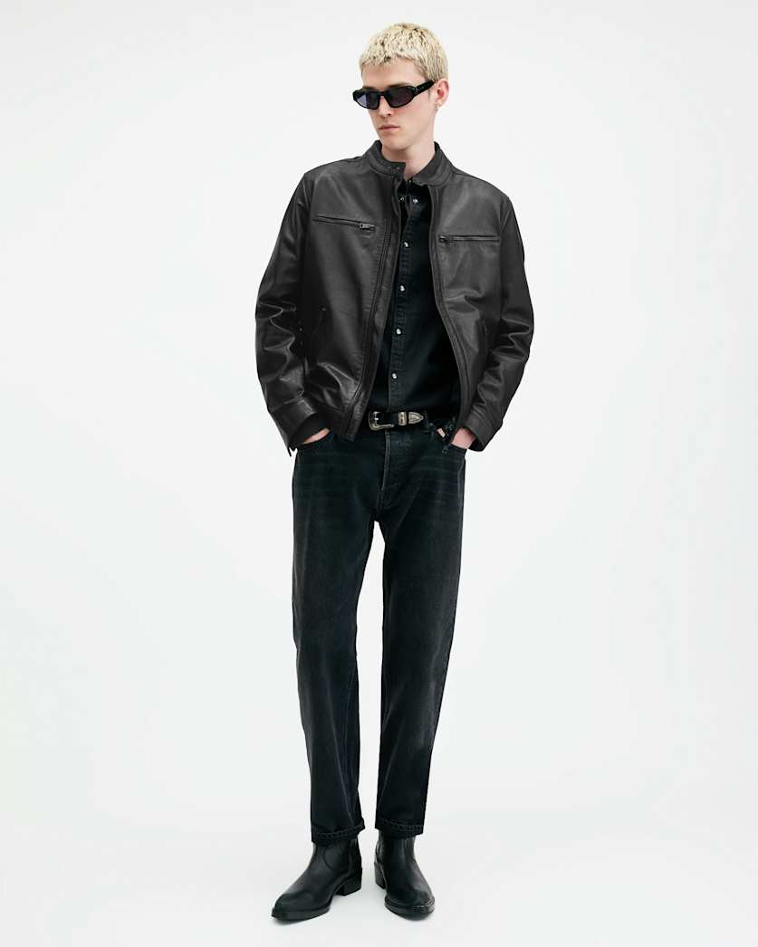 Jade Tab Collar Leather Jacket