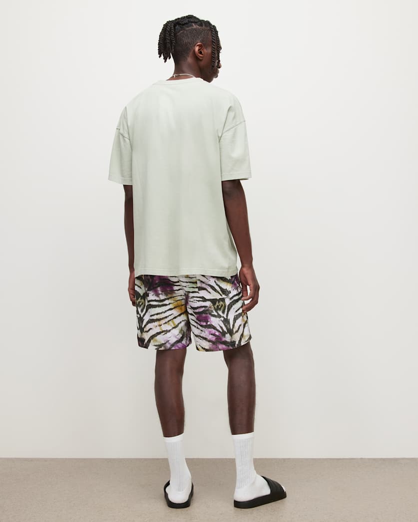 Tiger Tie Dye Print Swim Shorts